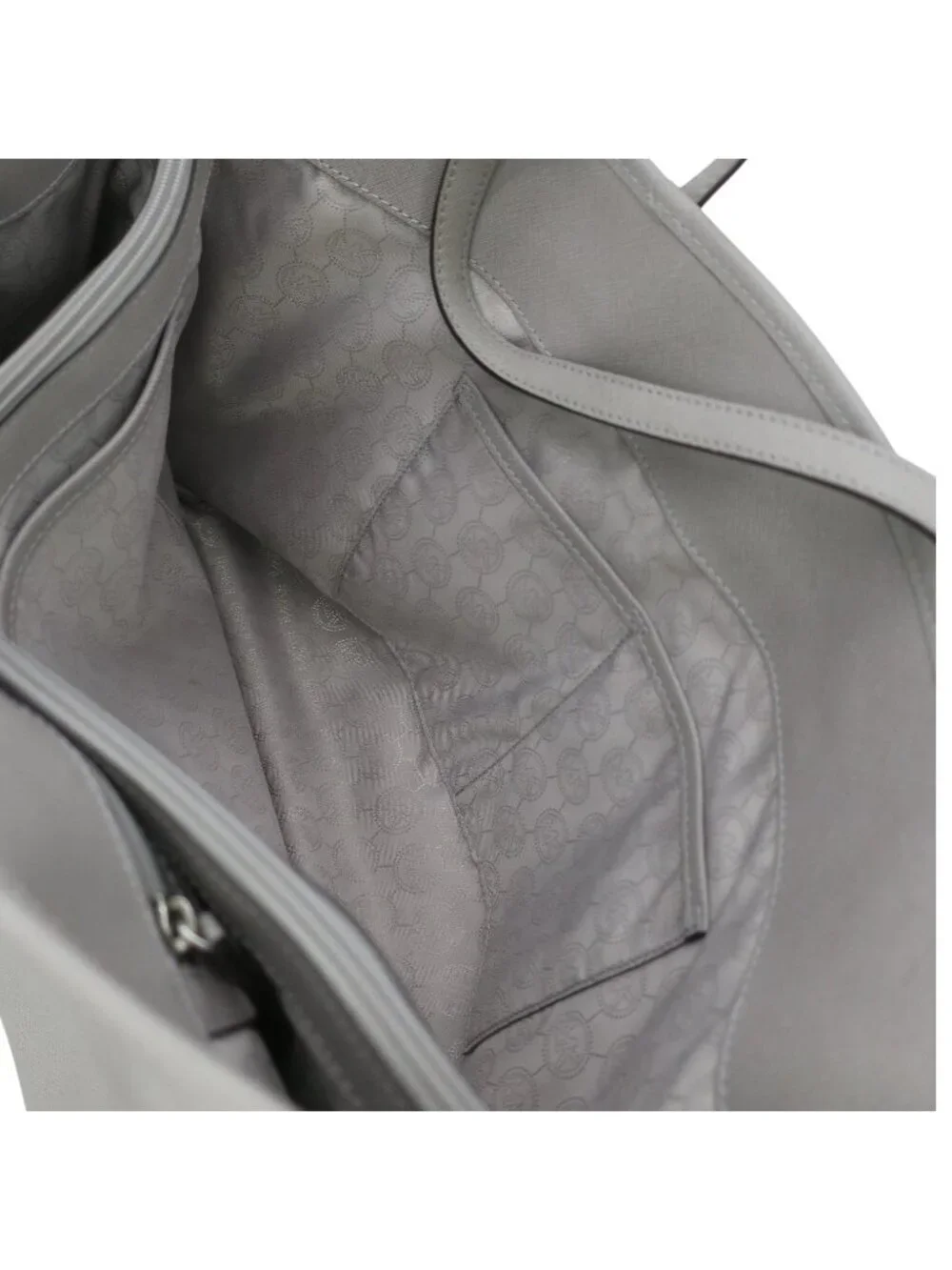 Michael Kors Jet Set Purse Travel Saffiano Leather Gray Large Tote Bag - Picture 7 of 11